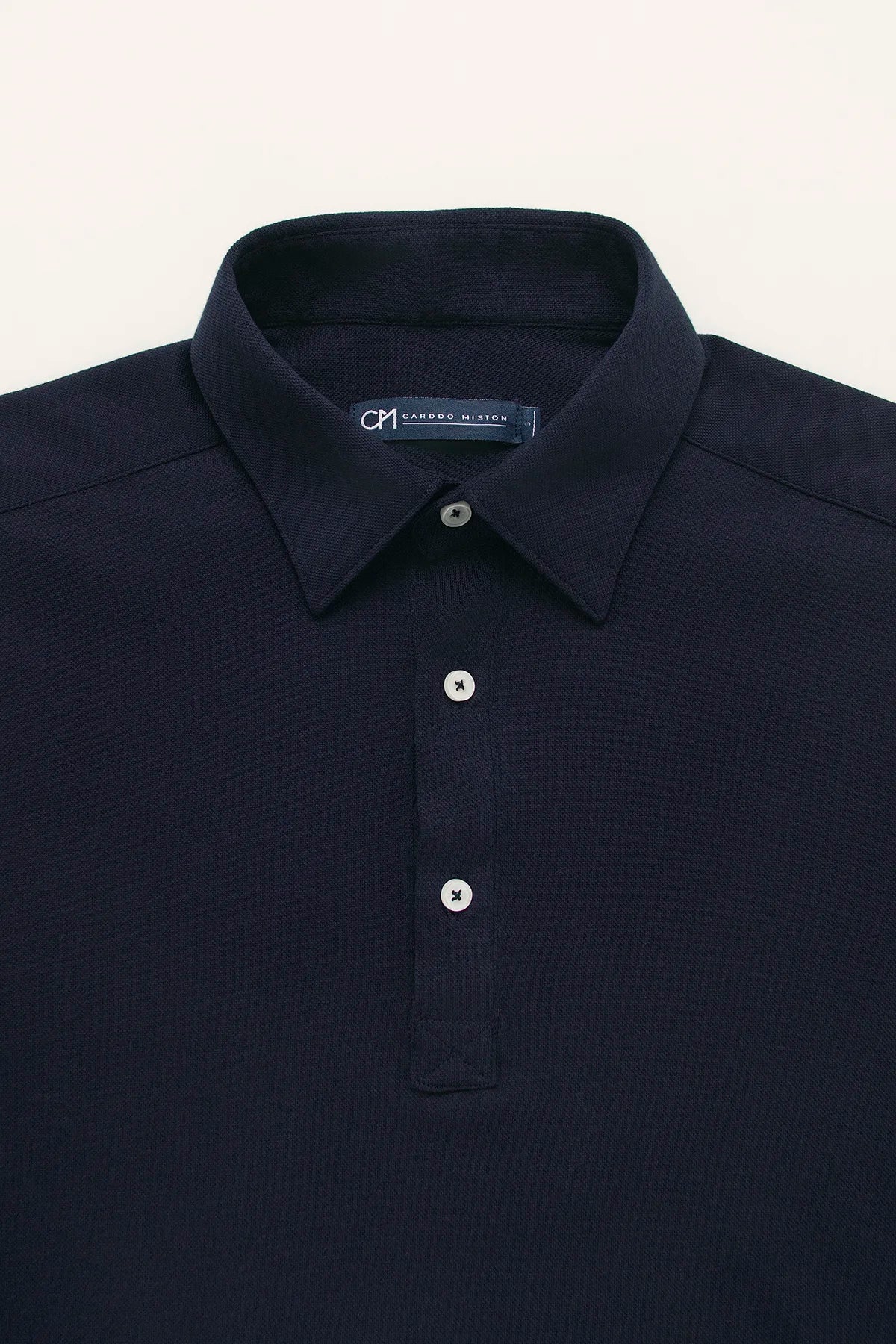 Camisa Piqué Polera Algodón Azul Oscuro
